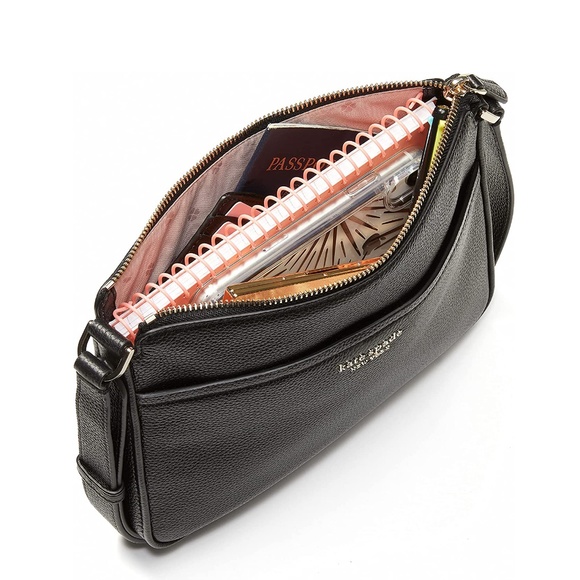 kate spade run around medium crossbody - black multi - Picture 4 of 7